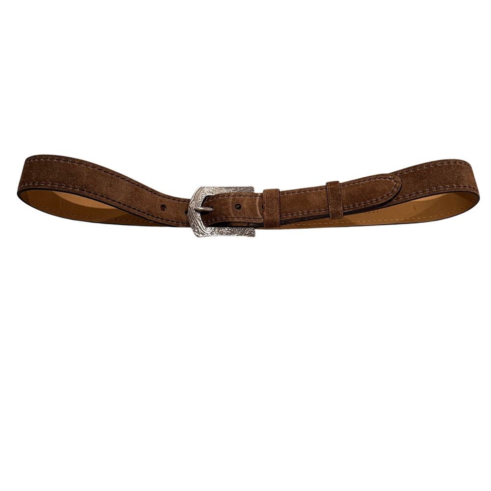 Prada Vintage Brown Suede Belt with Western Buckle Size 36